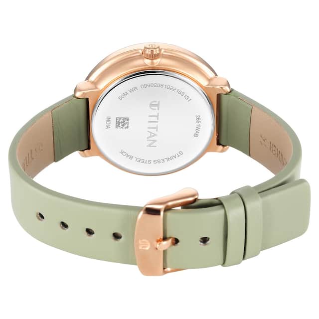 Titan Neo Green Dial Leather Strap Watch for Women 2648WL06 - KRISHNA WATCH COMPANY