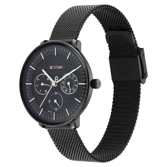 Titan Workwear Black Dial Black Stainless Steel Strap Watch NP2651NM02 - KRISHNA WATCH COMPANY