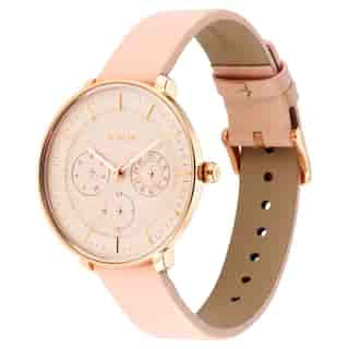 Titan Workwear Rose Gold Dial Red Leather Strap Watch 2651WL03 - KRISHNA WATCH COMPANY