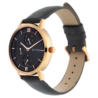 Titan Workwear Watch with Black Dial Leather Strap 2652WL01 - KRISHNA WATCH COMPANY