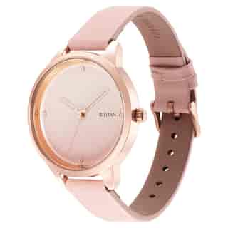 Titan Pastel Dreams Pink Dial Pink Leather Strap Watch 2664WL02