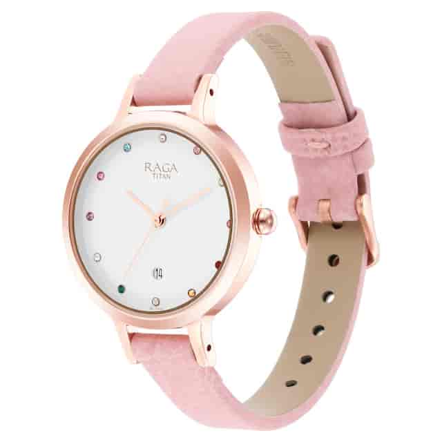 Titan Raga Viva Watch with White Dial & Brass Strap NP2666WL01 (DL749) - KRISHNA WATCH COMPANY