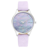 Titan Pastel Dreams Mother Of Pearl Dial Pale Purple Leather Strap Watch 2670SL02