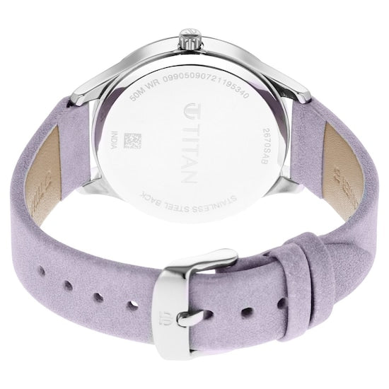 Titan Pastel Dreams Mother Of Pearl Dial Pale Purple Leather Strap Watch 2670SL02 - KRISHNA WATCH COMPANY