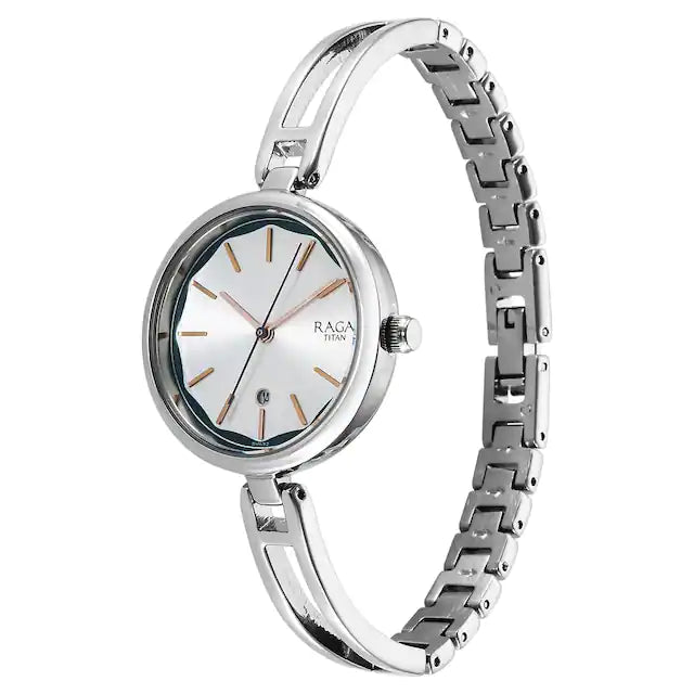TITAN Titan Raga Viva Silver Dial Metal Strap Watch for Women 2683SM01 - KRISHNA WATCH COMPANY