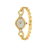 Sonata White Dial Golden Metal Strap Watch - 8063YM03