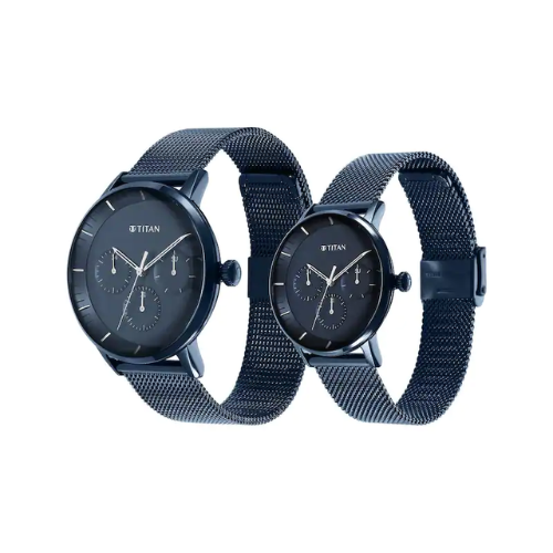 Titan Modern Bandhan Blue Dial Stainless Steel Strap Watch 9400694206QM01 / NS9400694206QM01P - KRISHNA WATCH COMPANY