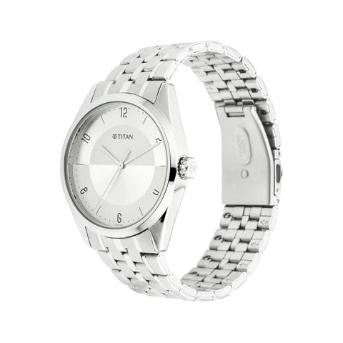 Titan Workwear Watch with Silver white Dial & Metal Strap NN1729SM06 (DK234) - KRISHNA WATCH COMPANY