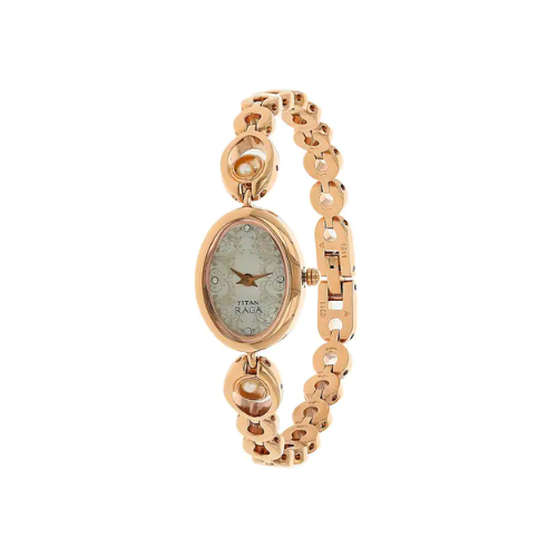 TITAN Raga Silver Dial Rose Gold Metal Strap Watch NH2511WM01 (DD332)