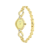 Sonata Champagne Dial Golden Metal Strap Watch - 8063YM04