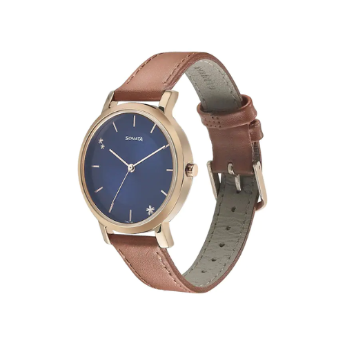 Play With Blue Dial Leather Strap Watch 8164WL01 - KRISHNA WATCH COMPANY