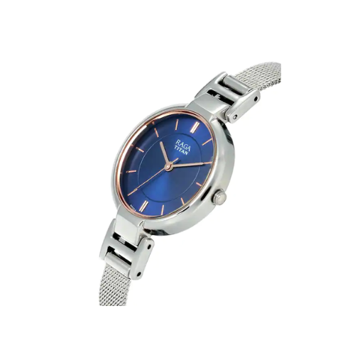 TITAN Raga Viva Blue Dial Metal Strap Watch NM2608SM02 (DH524) - KRISHNA WATCH COMPANY