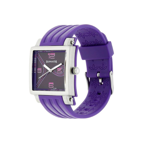 Purple Dial Plastic Strap Watch 8990PP01 - KRISHNA WATCH COMPANY