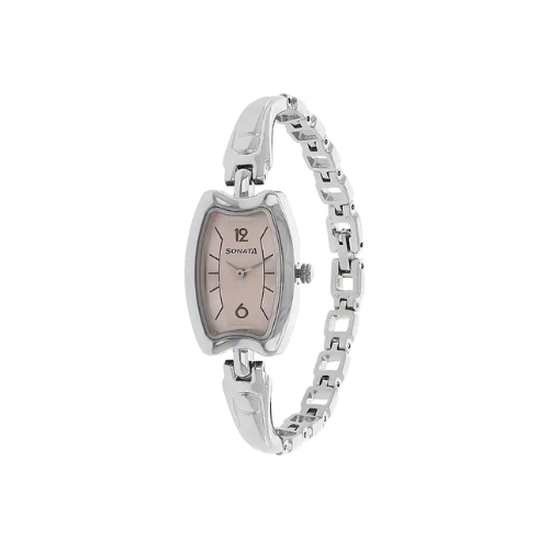 Sonata Pink Dial Silver Metal Strap Watch 8116SM02 - KRISHNA WATCH COMPANY