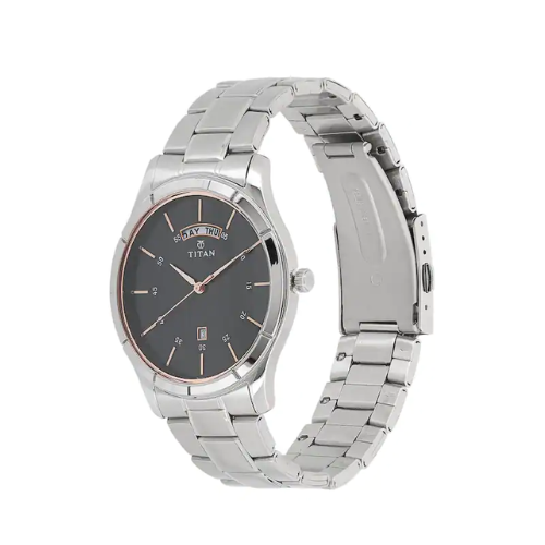 Titan Workwear Watch with Black Dial & Stainless Steel Strap NQ1767SM02 - KRISHNA WATCH COMPANY
