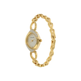 Sonata White Dial Golden Metal Strap Watch - 8069YM01