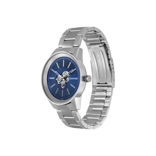 Sonata Unveil Watch With Blue Dial Brass Strap NR7133SM02 - KRISHNA WATCH COMPANY