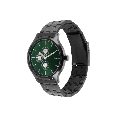 Sonata Versatyle 2 Green Dial Stainless Steel Strap Watch NR7140NM02 - KRISHNA WATCH COMPANY