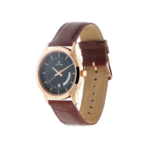 TITAN Black Dial Leather Strap Watch 1823WL01(DJ665) - KRISHNA WATCH COMPANY