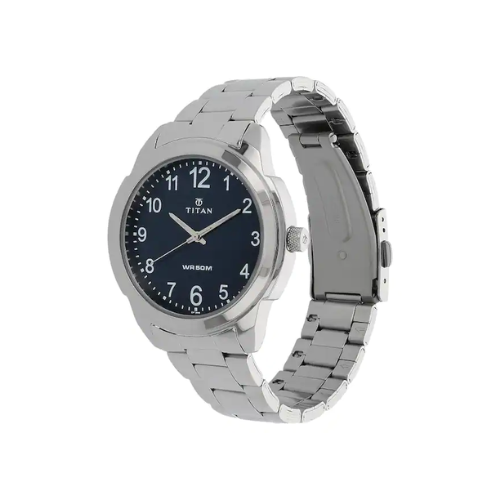 TITAN Blue Dial Silver Stainless Steel Strap Watch NN1585SM05 (DF306) - KRISHNA WATCH COMPANY