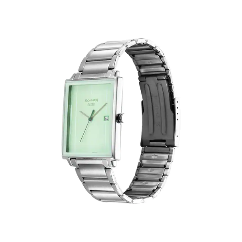 Sonata Sleek Green Dial Analog With Date Watch 7148SM01