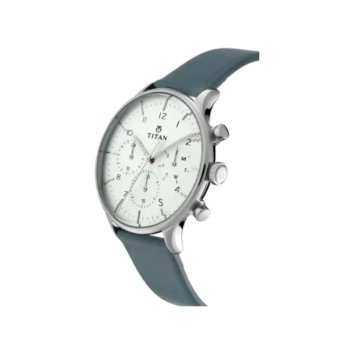 TITAN On Trend White Dial Leather Strap Watch - 90102SL03 - KRISHNA WATCH COMPANY