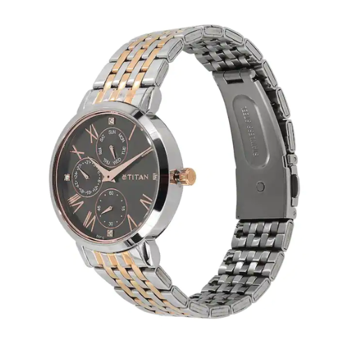 Titan Workwear Watch with Anthracite Dial & Stainless Steel Strap - 2569KM03 - KRISHNA WATCH COMPANY