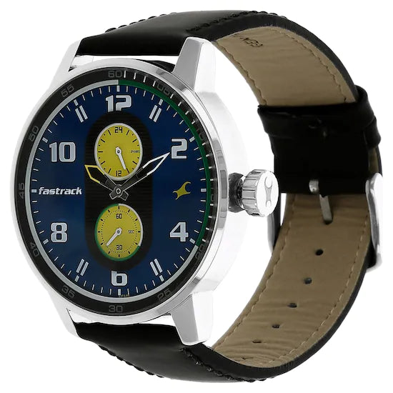 Fastrack MOTORHEADS GREY DIAL LEATHER STRAP WATCH 3159SL02 (DF449) - KRISHNA WATCH COMPANY