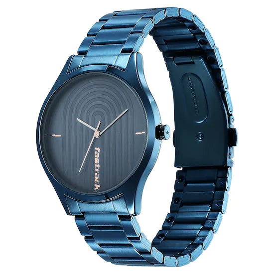 STYLE UP BLUE DIAL STAINLESS STEEL STRAP WATCH 3247QM01 (DM583) - KRISHNA WATCH COMPANY