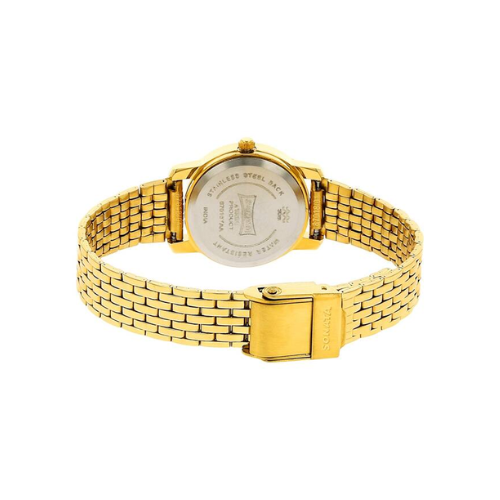 Sonata Champagne Dial Golden Stainless Steel Strap Watch NR87018YM02 - KRISHNA WATCH COMPANY