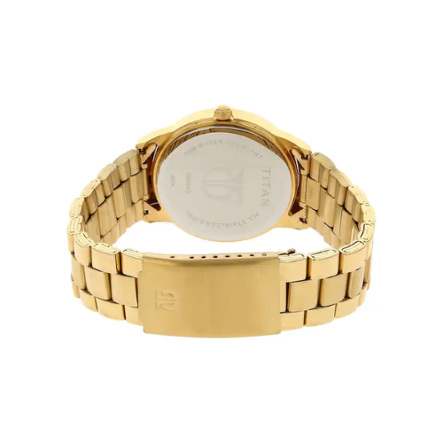 TITAN Silver Dial Golden Stainless Steel Strap Watch - 1584YM02 - KRISHNA WATCH COMPANY