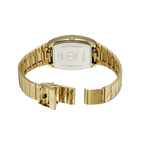 TITAN White Dial Golden Stainless Steel Strap Watch NM9315YM01 (D167A) - KRISHNA WATCH COMPANY