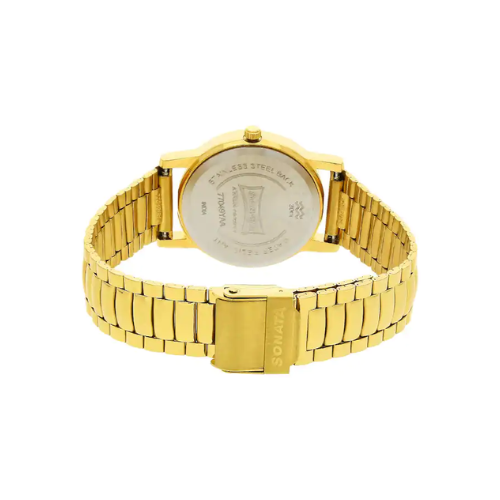 Champagne Dial Golden Stainless Steel Strap Watch NR77049YM01 - KRISHNA WATCH COMPANY