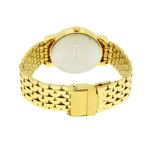 Sonata White Dial Yellow Stainless Steel Strap Watch - 7954YM01W - KRISHNA WATCH COMPANY