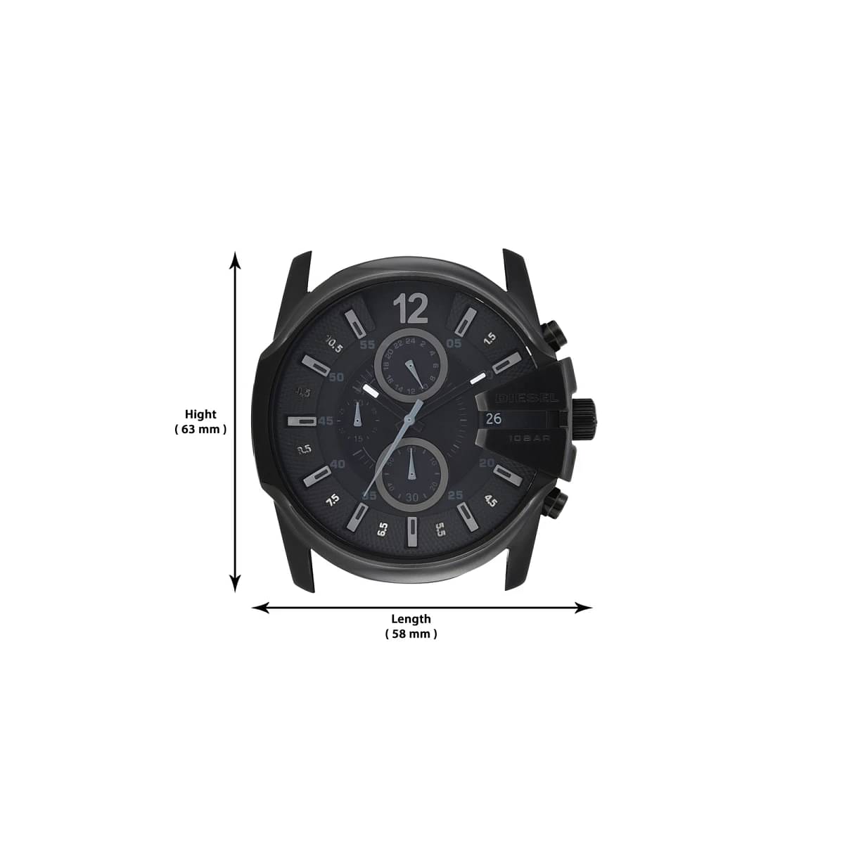 DIESEL MASTER CHIEF MEN BLACK ANALOG WATCH DZ4180 - KRISHNA WATCH COMPANY