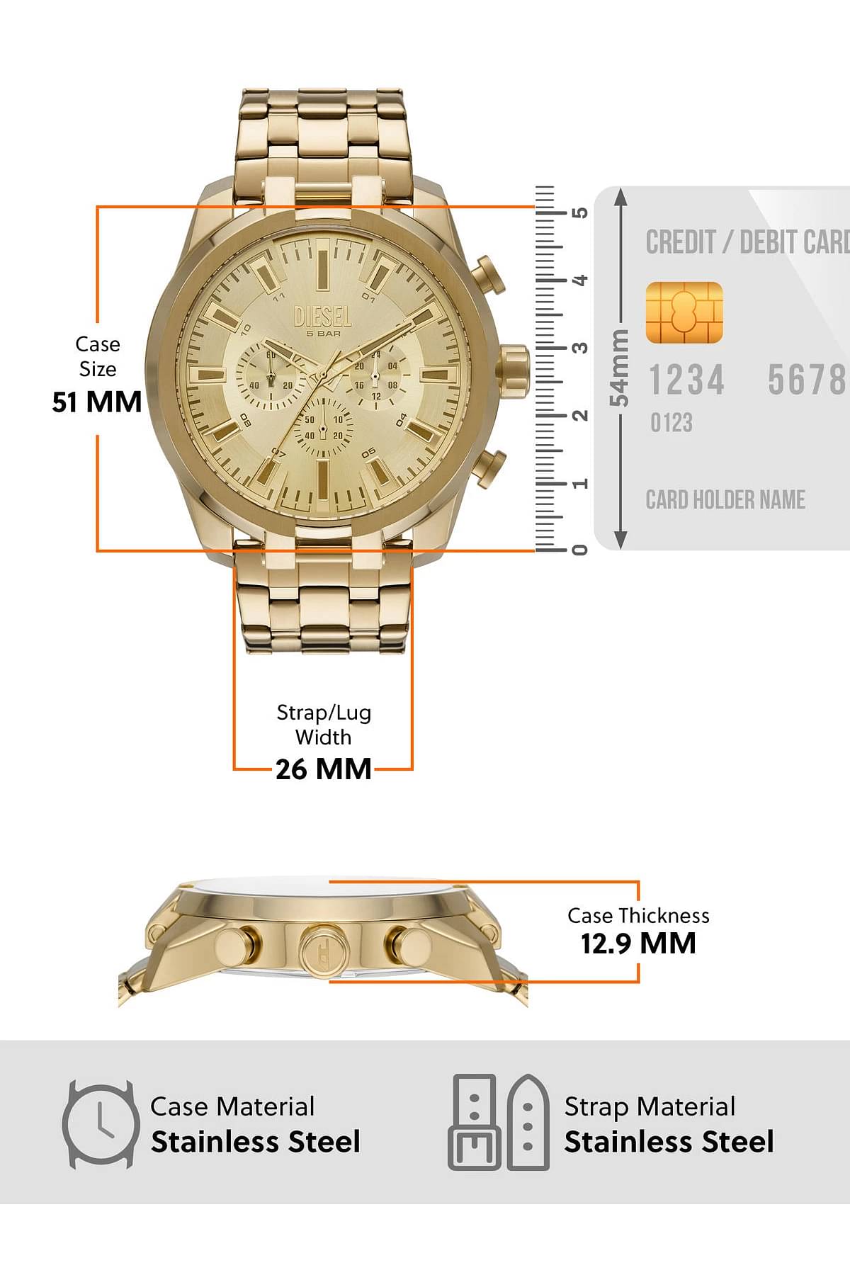 DIESEL Split Chronograph Analog Watch for Men DZ4590 - KRISHNA WATCH COMPANY