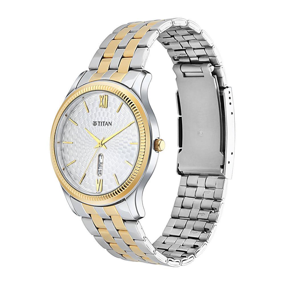TITAN Silver White Dial Metal Strap Watch NT1824BM02 - KRISHNA WATCH COMPANY