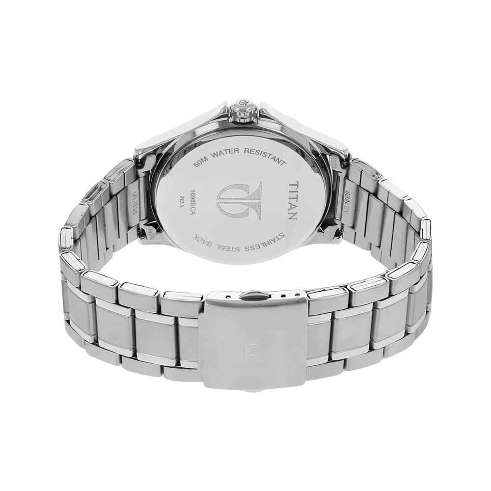 Titan Black Dial Silver Stainless Steel Strap Watch - 1698SM01 - KRISHNA WATCH COMPANY