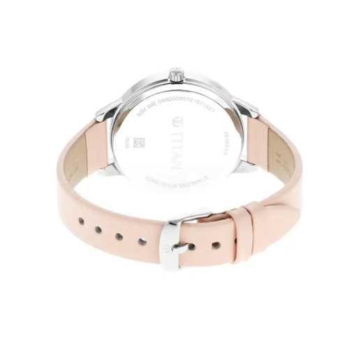 Titan Workwear Silver Dial Pink Leather Strap Watch NP2648SL03 - KRISHNA WATCH COMPANY