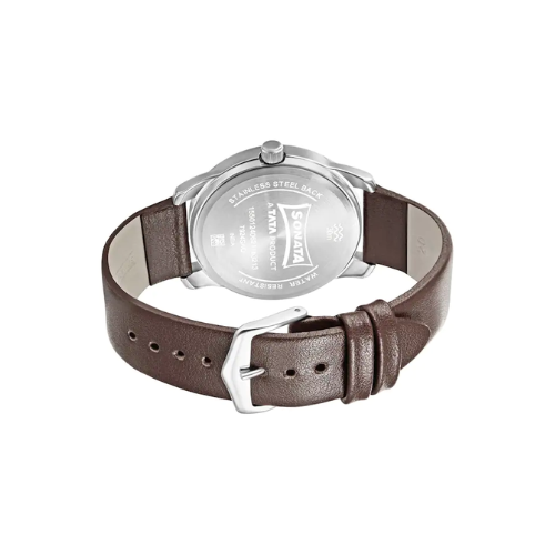 Sonata RPM Beige Dial Brown Leather Strap Watch NR7924SL13 - KRISHNA WATCH COMPANY