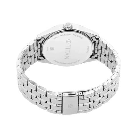 Titan Workwear Watch with Silver white Dial & Metal Strap NN1729SM06 (DK234) - KRISHNA WATCH COMPANY