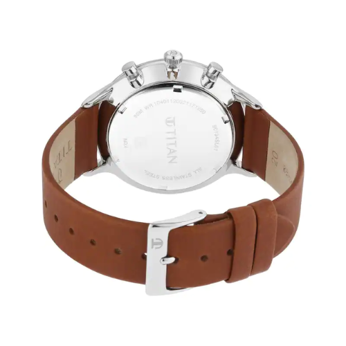 Titan Light Leathers Watch with Blue Dial & Brown Leather Strap NQ90134SL01 - KRISHNA WATCH COMPANY