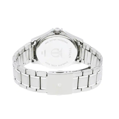 Titan Blue Dial Silver Stainless Steel Strap Watch - 1698SM02 - KRISHNA WATCH COMPANY