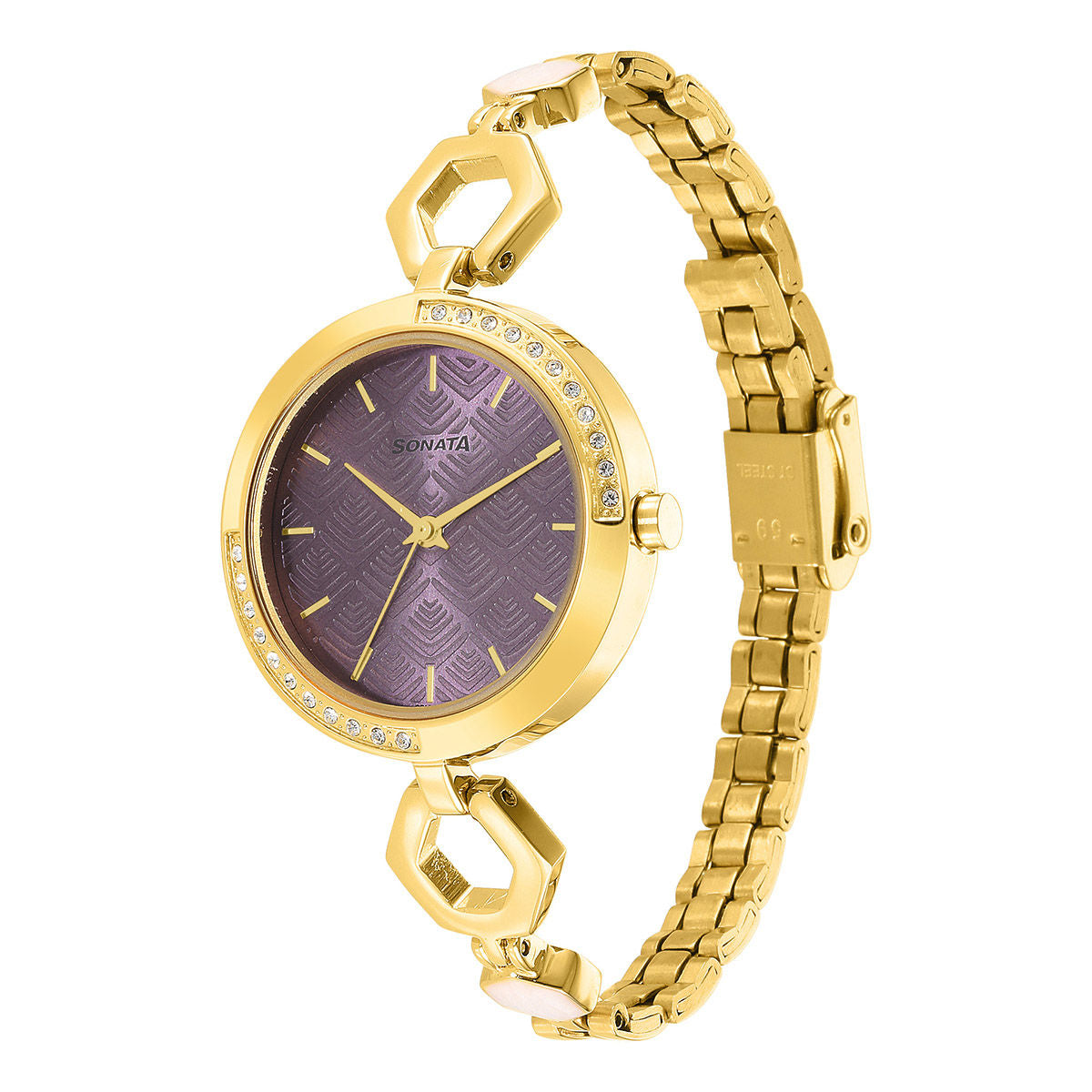 Sonata Utsav Purple Dial Yellow Bi Metal Strap Watch NR8184YM03 - KRISHNA WATCH COMPANY