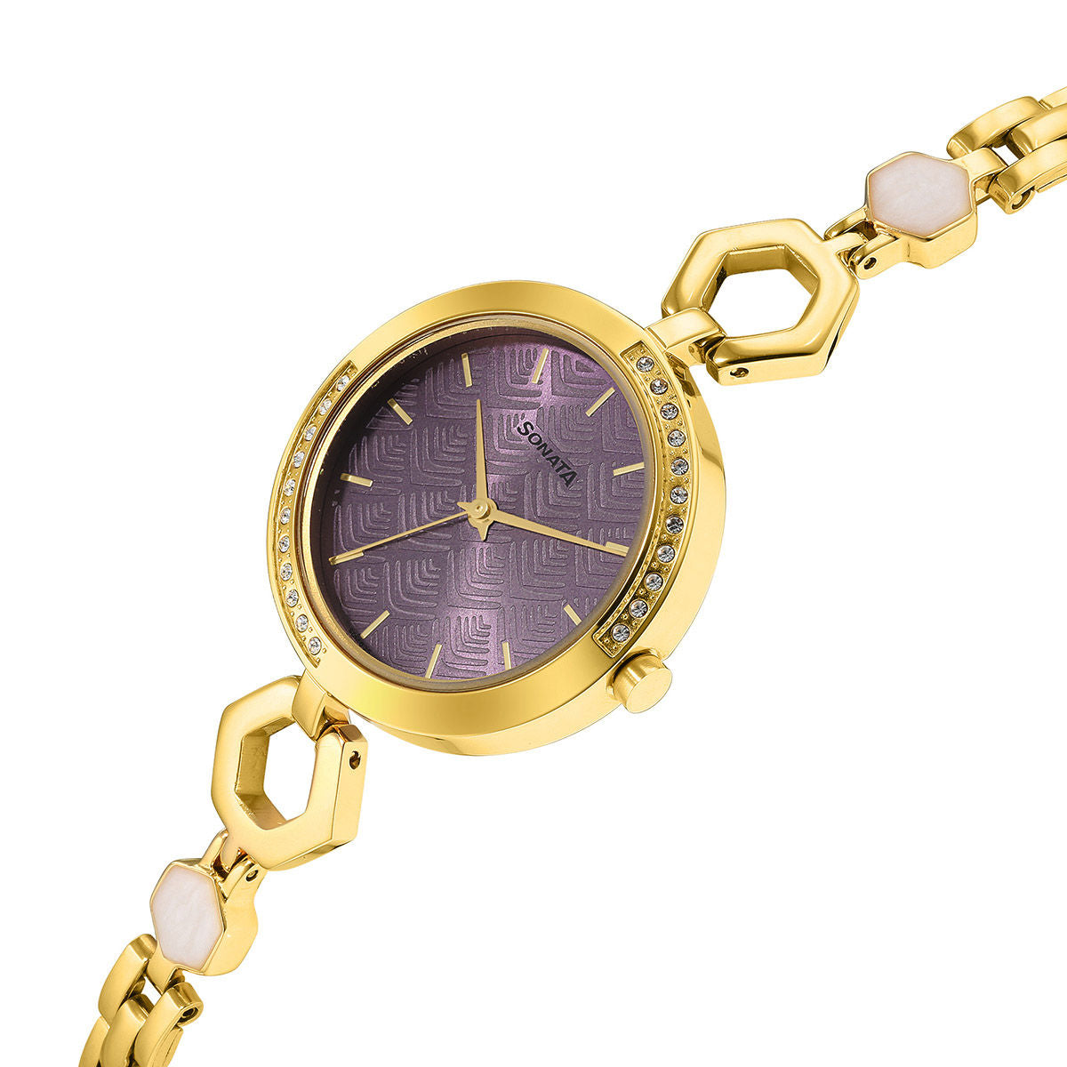 Sonata Utsav Purple Dial Yellow Bi Metal Strap Watch NR8184YM03 - KRISHNA WATCH COMPANY