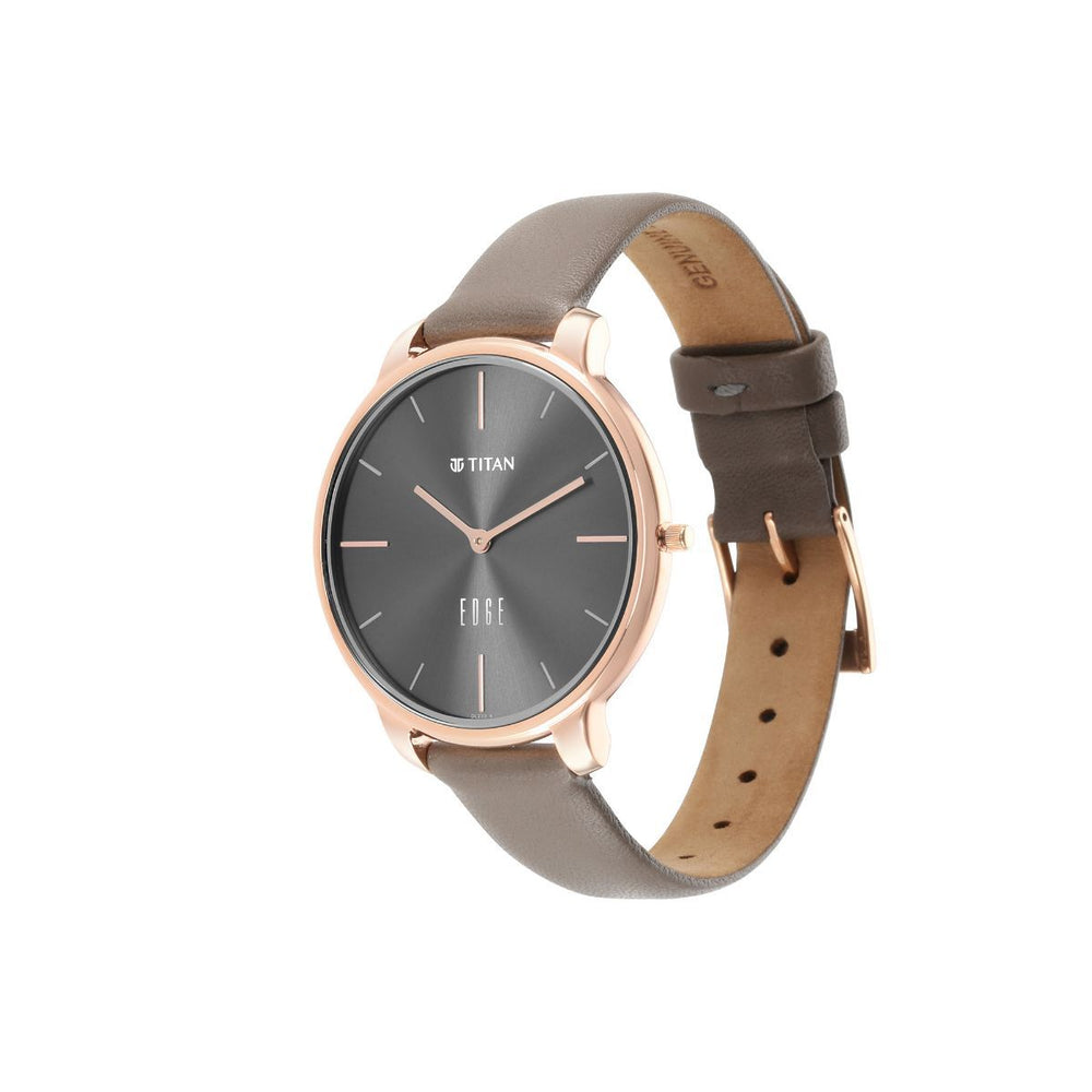 TITAN Ladies Edge Black Dial Black Leather Strap Watch 2654WL01 - KRISHNA WATCH COMPANY