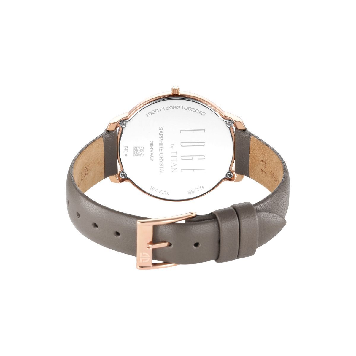 TITAN Ladies Edge Black Dial Black Leather Strap Watch 2654WL01
