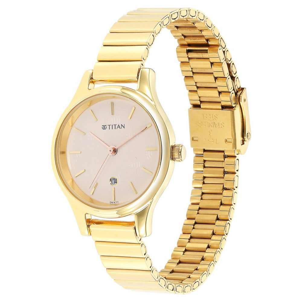 TITAN Ladies Karishma Beige Dial Metal Strap Watch 2679YM01 / NS2679YM01 - KRISHNA WATCH COMPANY