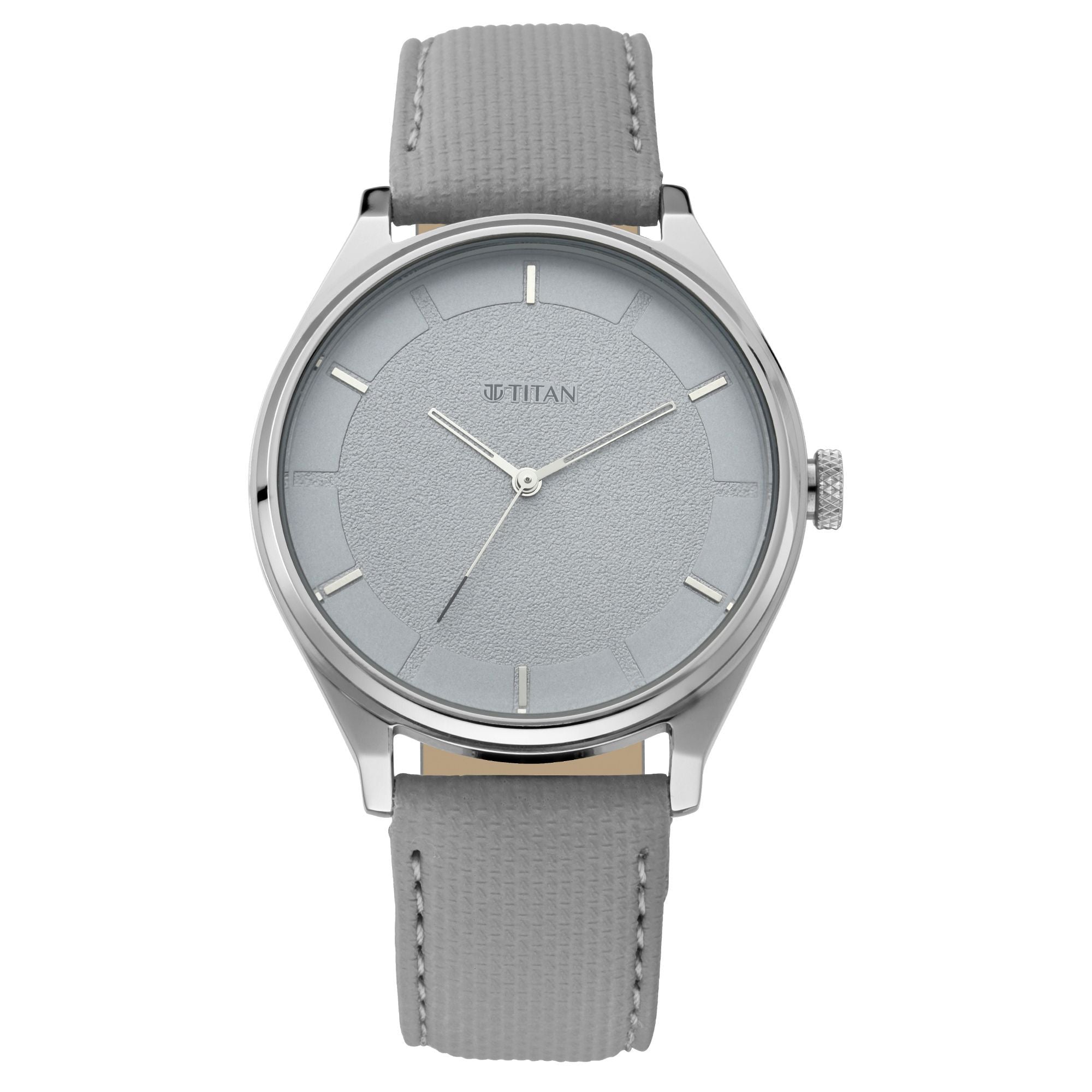TITAN Workwear Watch with Grey Dial & Leather Strap 1802SL12(DK715) - KRISHNA WATCH COMPANY