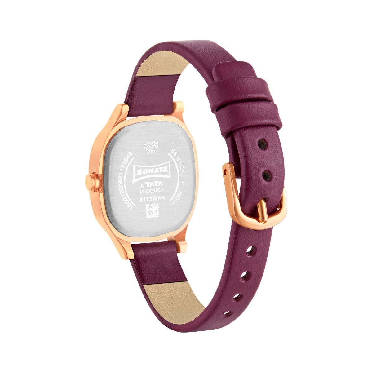 Sonata Linnea Maroon Dial Maroon Leather Strap Watch - 8173WL01 - KRISHNA WATCH COMPANY